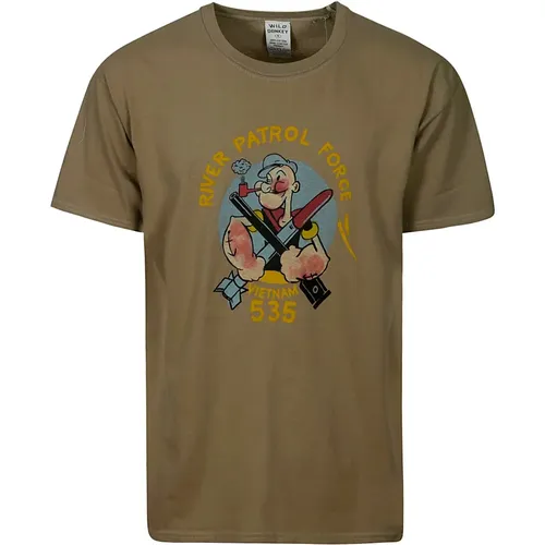 Cotton T-Shirt with Front Print , male, Sizes: S - Wild Donkey - Modalova