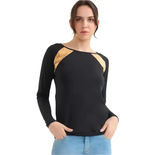 Geo Classic Langarmshirt Schwarz , Damen, Größe: S - Alviero Martini 1a Classe - Modalova