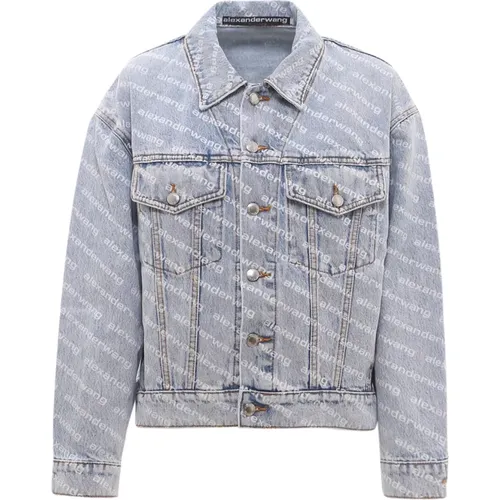 Denim Jacke mit Logo-Print , Damen, Größe: XS - alexander wang - Modalova