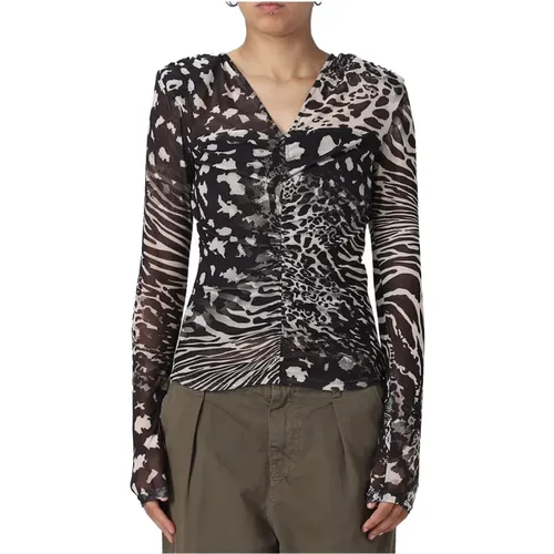 Bluse mit gemischtem Animalier-Muster , Damen, Größe: L - Liu Jo - Modalova
