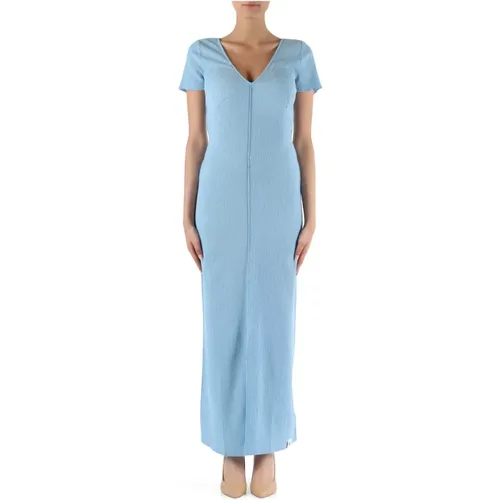 Long stretch fabric dress with crinkle effect , female, Sizes: XL, M, S, L - Calvin Klein Jeans - Modalova