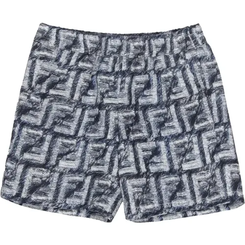 Blaue Monogramm Leinen Kinder Shorts - Fendi - Modalova