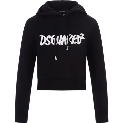 Schwarzer Baumwollhoodie mit -Print , Damen, Größe: S - Dsquared2 - Modalova