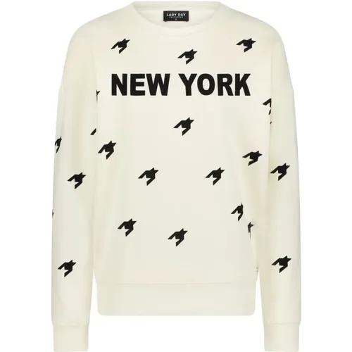 Gekürzter Stella Pullover mit 'New York' Text , Damen, Größe: L - Lady Day - Modalova