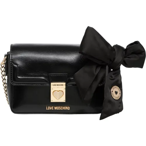 Bow Detail Shoulder Bag with Magnet Closure , female, Sizes: ONE SIZE - Love Moschino - Modalova