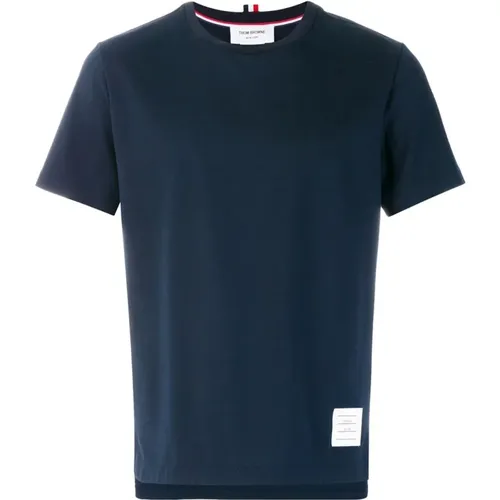 Blaues T-Shirt mit Seitenschlitz , Herren, Größe: S - Thom Browne - Modalova