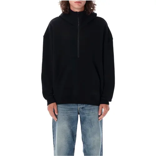 Schwarzer Strick Hanorak Logo Fleece - Saint Laurent - Modalova