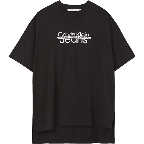 Disrupted Logo Oversize T-shirt , female, Sizes: S, XS, L, M - Calvin Klein - Modalova