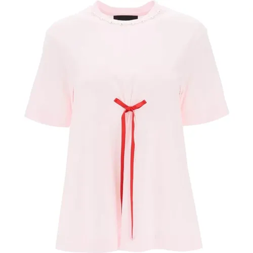 A-Linie T-Shirt mit Schleifendetail , Damen, Größe: M - Simone Rocha - Modalova