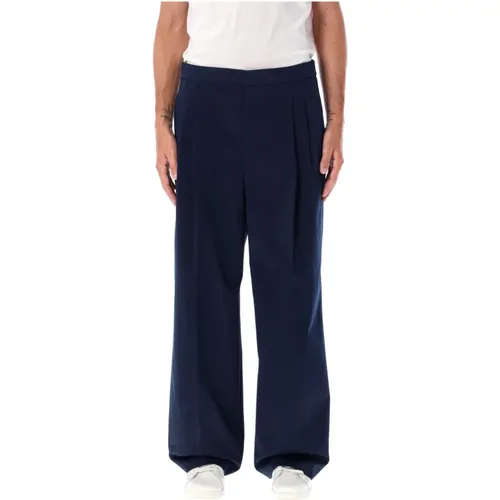 Navy Weite Baumwollhose , Herren, Größe: 2XS - Ami Paris - Modalova