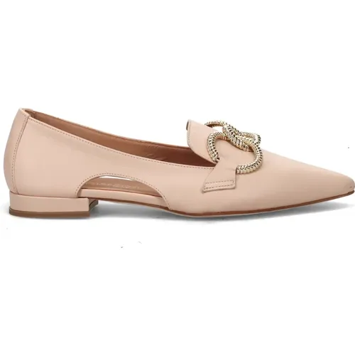 Powder Flat Shoes Gold Metal Accessory , female, Sizes: 3 UK, 6 UK, 5 UK - Sangiorgio - Modalova