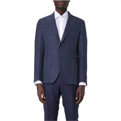 Linen Blend Men's Jacket , male, Sizes: L, XL - Tagliatore - Modalova