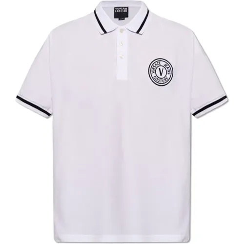 Logo-embroidered polo shirt , male, Sizes: S - Versace Jeans Couture - Modalova