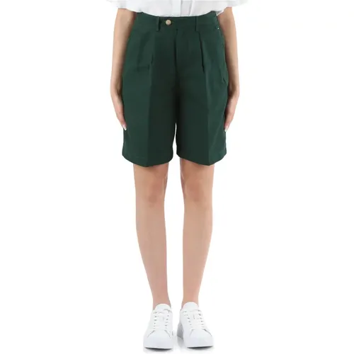 Bermuda-Shorts aus Baumwolle und Leinen mit Falten , Damen, Größe: 2XS - Tommy Hilfiger - Modalova
