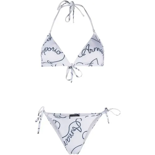 Blue Logo Bikini Set White , female, Sizes: M - Emporio Armani - Modalova