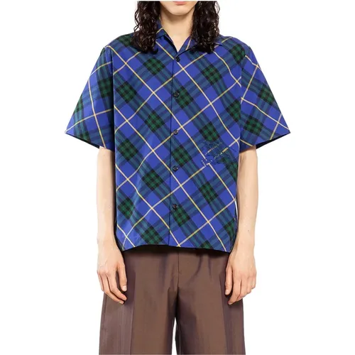 Navy Check Poplin Shirt , male, Sizes: 2XL - Burberry - Modalova