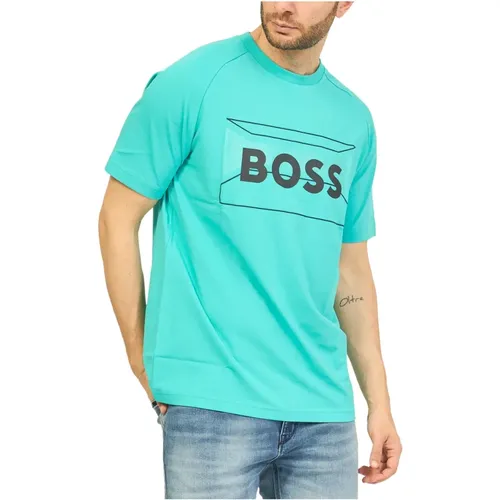 Casual Grünes Grafik T-shirt , Herren, Größe: S - Hugo Boss - Modalova