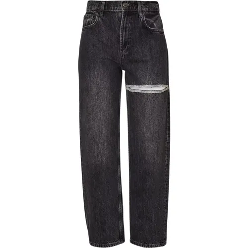 High-waisted Straight Leg Denim Jeans with Cut Out Rhinestone Detail , female, Sizes: W28 - Liu Jo - Modalova