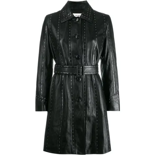 Lamb Leather Coat Italy , female, Sizes: S - Celine - Modalova