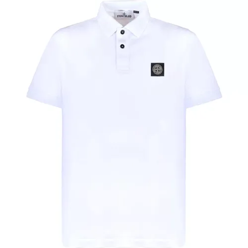 Weißes Baumwoll-Polo-Shirt , Herren, Größe: M - Stone Island - Modalova