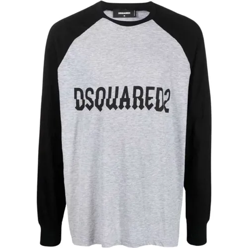 Logo Sweatshirt - Grey/Black , male, Sizes: M, L, 2XL, XL - Dsquared2 - Modalova