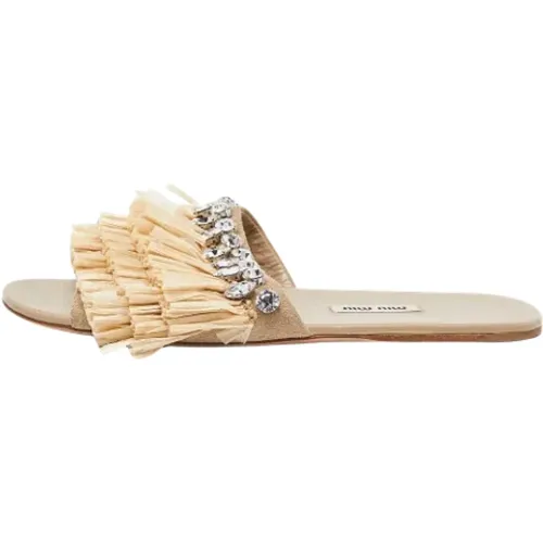 Pre-owned Raffia flats , female, Sizes: 4 UK - Miu Miu Pre-owned - Modalova