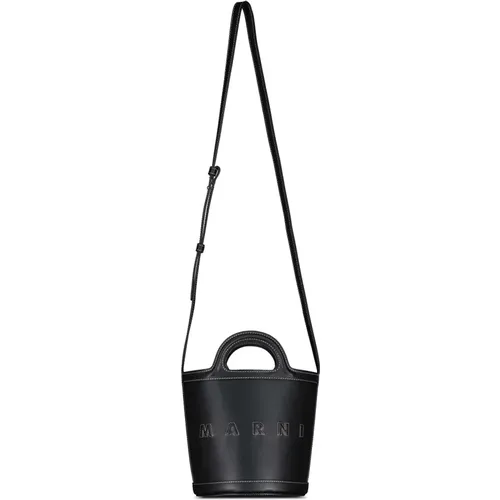 Leder Bucket Bag mit Logo Marni - Marni - Modalova
