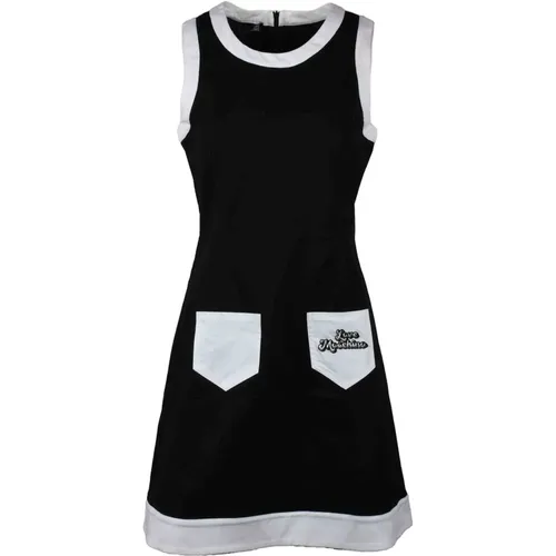 Schwarzes Weißes Kleid - Kollektion , Damen, Größe: M - Love Moschino - Modalova