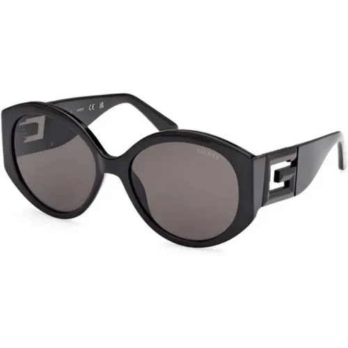 Schwarze Sonnenbrille mit rauchigen Gläsern , Damen, Größe: 56 MM - Guess - Modalova