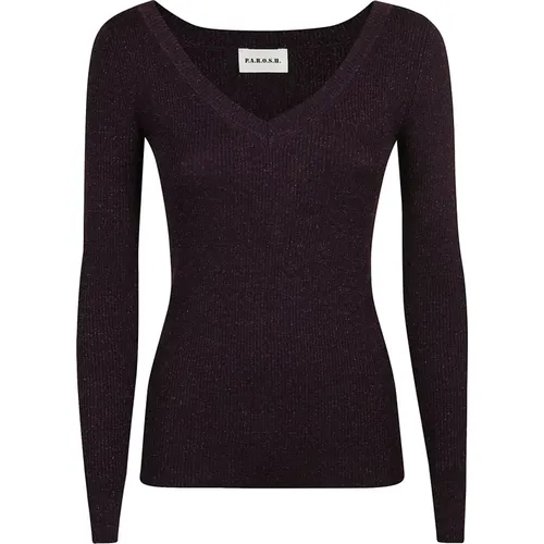 Glittered V-Neck Wool Blend Jumper , female, Sizes: L - P.a.r.o.s.h. - Modalova