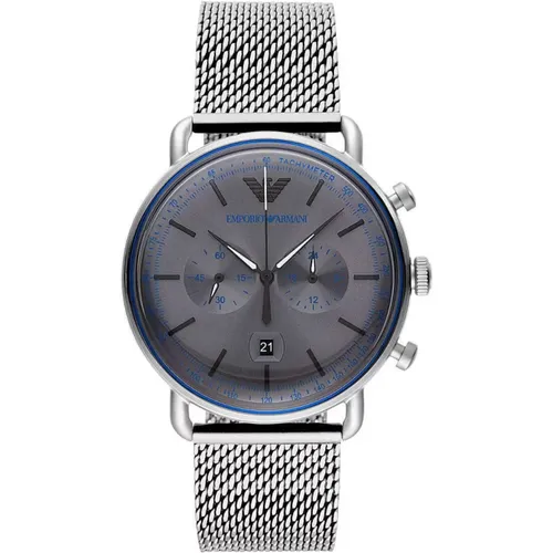 Sophisticated Silver Steel Chronograph Watch , male, Sizes: ONE SIZE - Emporio Armani - Modalova