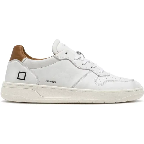 Weiße Leder Low Sneakers mit Perforierter Spitze , Herren, Größe: 45 EU - D.a.t.e. - Modalova