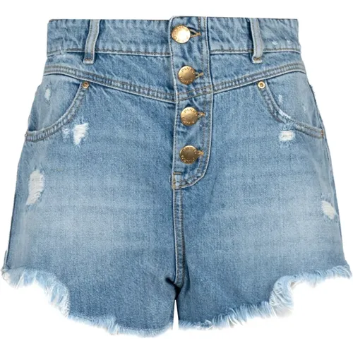 Denim Shorts mit Knopfverschluss - pinko - Modalova