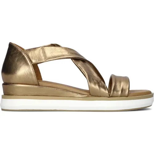 Goldene Sandalen L1387 Stilvoll Trendy Plateau , Damen, Größe: 42 EU - Lina Locchi - Modalova