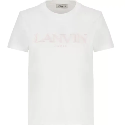 Cotton T-shirt with Embroidered Logo , female, Sizes: XS, S - Lanvin - Modalova