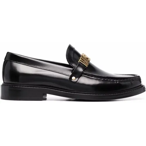 Leather Logo Loafers , male, Sizes: 6 UK - Moschino - Modalova