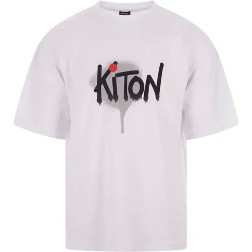 Weißes T-Shirt mit Graffiti-Style Logo - Kiton - Modalova