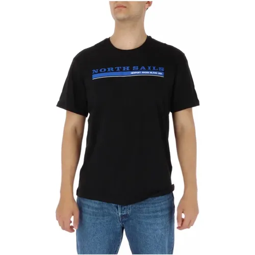 Schwarzes Print T-Shirt , Herren, Größe: 2XL - North Sails - Modalova