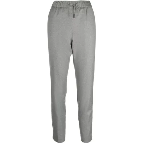 Grey Drawstring Trousers, Tapered Leg , female, Sizes: S, L - Fabiana Filippi - Modalova