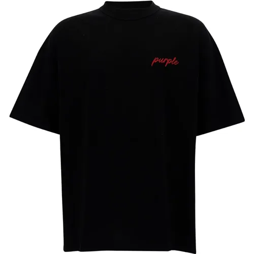 Schwarzes T-Shirt mit Logo-Print , Herren, Größe: L - Purple Brand - Modalova