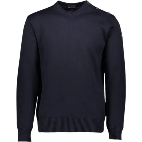Men's Crewneck Sweater with Shoulder Buttons , male, Sizes: S - PAUL & SHARK - Modalova