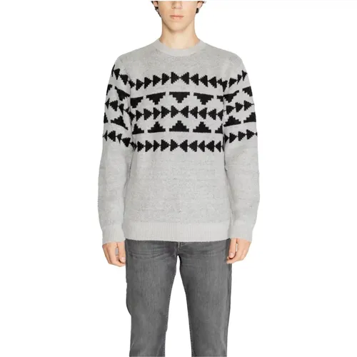 Grauer Geometrischer Strickpullover , Herren, Größe: M - Antony Morato - Modalova