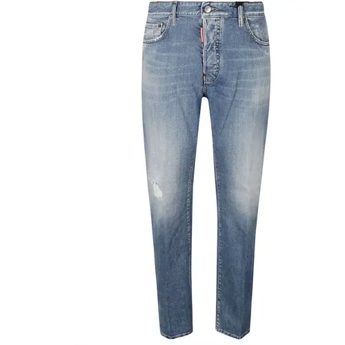 Blaue Distressed Slim Fit Jeans - Dsquared2 - Modalova