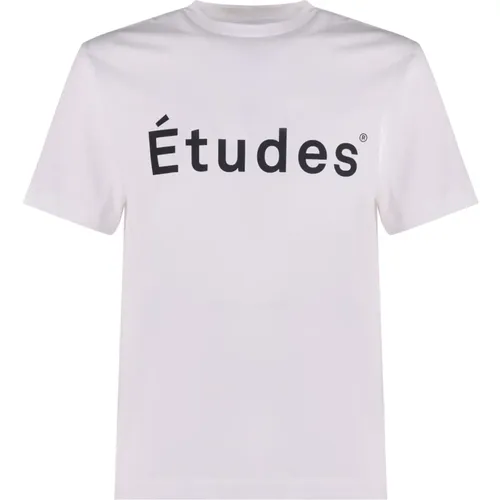 Weiße Baumwoll Logo Print T-Shirt - Études - Modalova