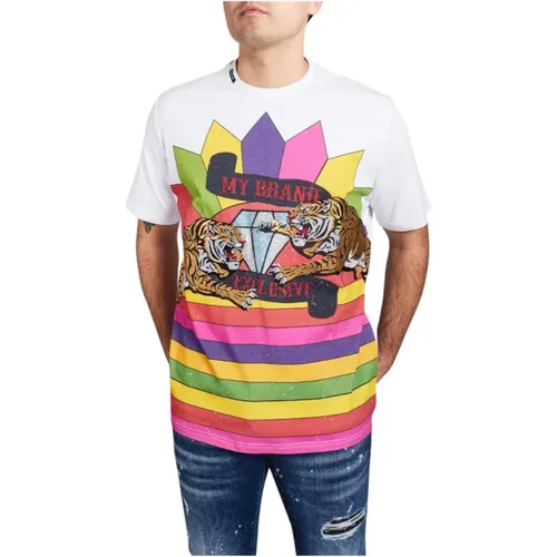 Regenbogen Karneval T-Shirt , Herren, Größe: M - My Brand - Modalova