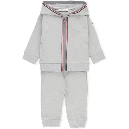 Grauer Baby Baumwoll-Overall Mit Kapuze - Moncler - Modalova