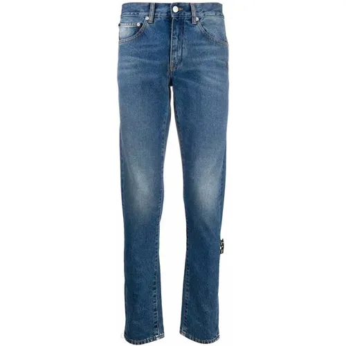 Blaue Denim Jeans mit seitlichem Logo-Detail - Off White - Modalova