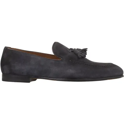 Blaue Wildleder Loafers mit Quasten , Herren, Größe: 41 1/2 EU - Doucal's - Modalova