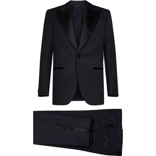 Wool Tuxedo Suit Silk Details , male, Sizes: M - Brioni - Modalova