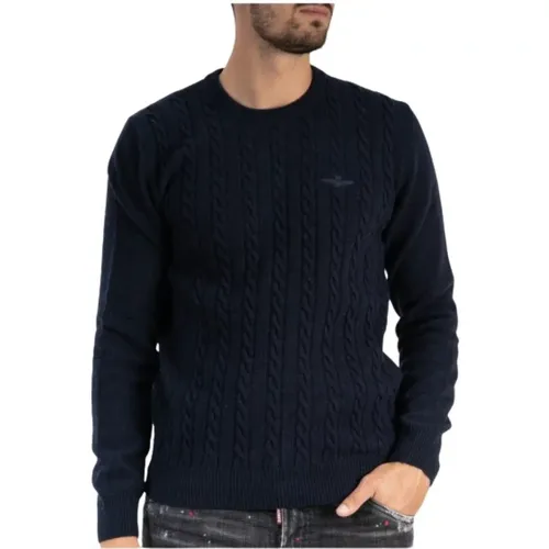 Twisted Round Neck Sweater , male, Sizes: 2XL, M, XL - aeronautica militare - Modalova